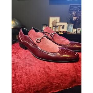 Encore Fiesso Men's Driving Loafers Casual Slip-On Shoes Red Suede Size 8